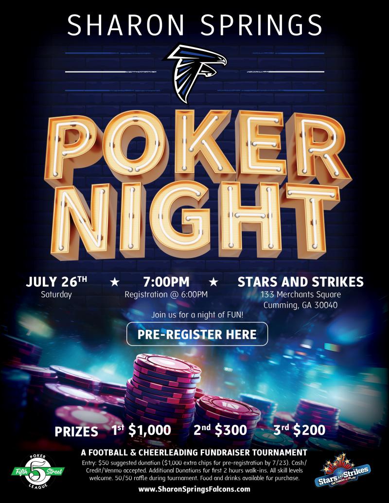 Poker Fundraiser Tournament Benefiting Sharon Springs Football and Cheer - Stars and Strikes at 5thstreetpoker.com